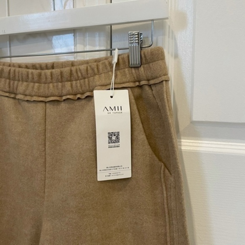 New High Waisted Beige Loose Straight Leg Lounge Pants - Picture 6 of 9
